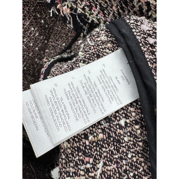 IRO Paris Shavadispe Metallic Tweed Frayed Boucle Open Front Jacket Size 44 - Picture 6 of 7